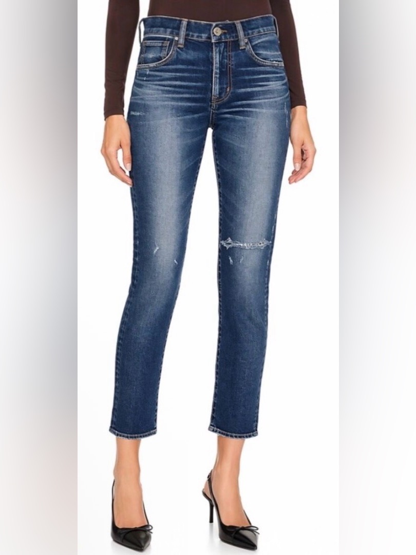 Moussy Vintage Edgerton Skinny Jeans Women's Blue Mid-Rise Slim Straight-Size 30